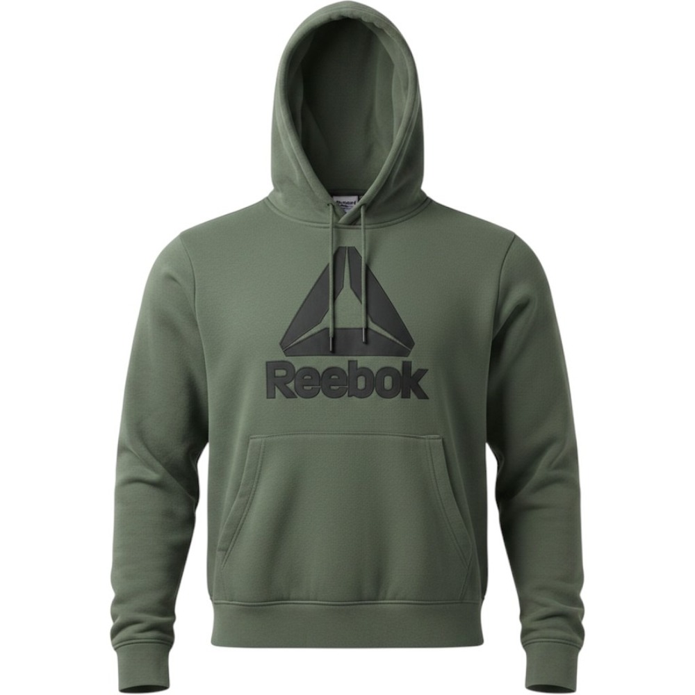 Reebok Hoodie Mens 2XL Green Good Delta Logo Graphic Pullover Sweatshirt